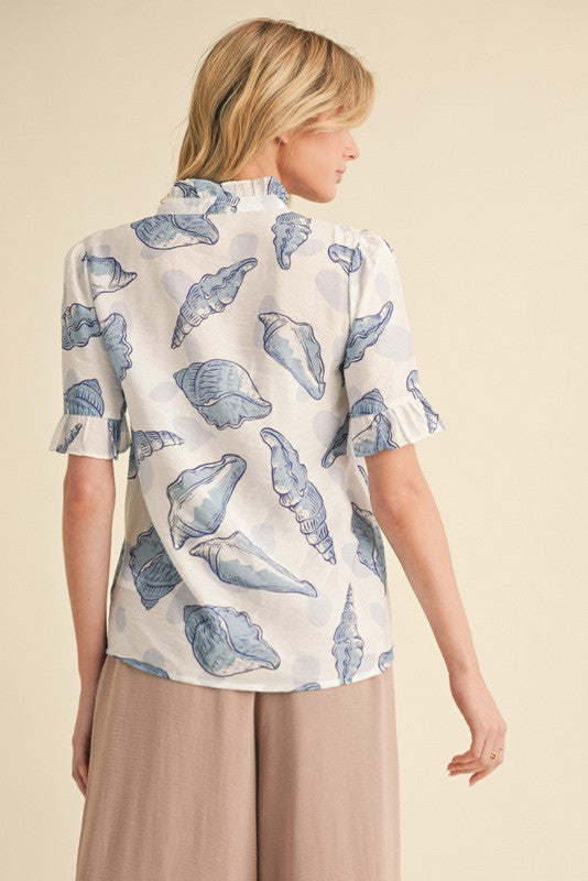 "Sarah" Shell Motif Blouse