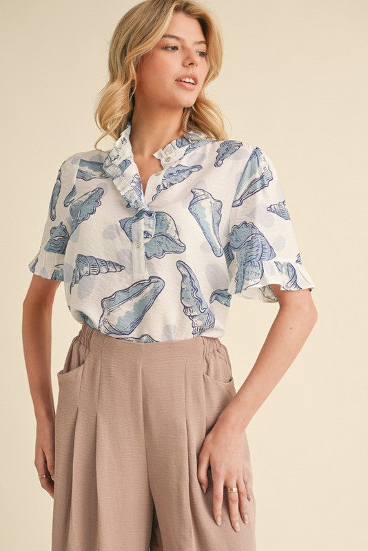 "Sarah" Shell Motif Blouse