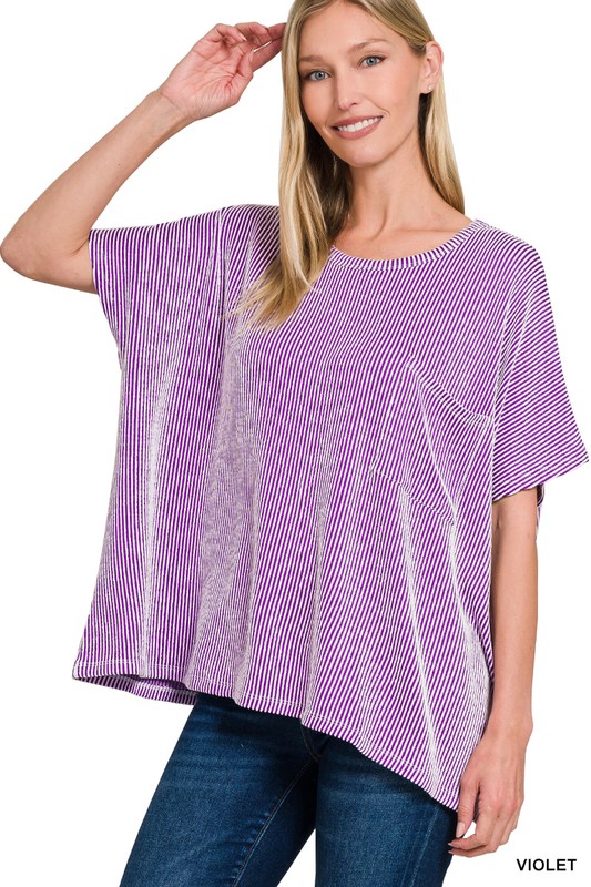 "Kellie" Striped Ribbed Top, 5 colors - The Katie Grace Boutique