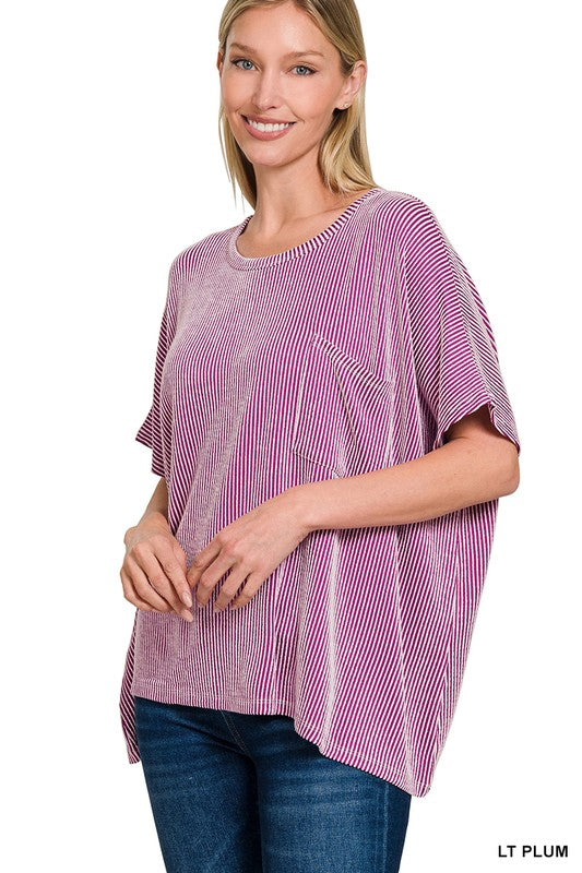 "Kellie" Striped Ribbed Top, 5 colors - The Katie Grace Boutique