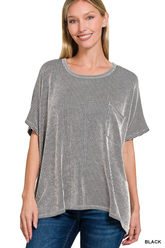 "Kellie" Striped Ribbed Top, 5 colors - The Katie Grace Boutique