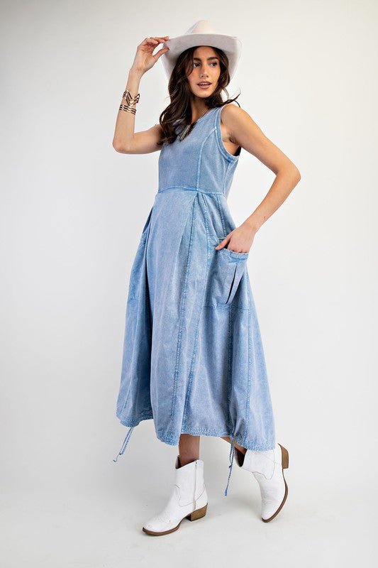 "Misty" Mineral Washed Midi Dress, 3 colors - The Katie Grace Boutique