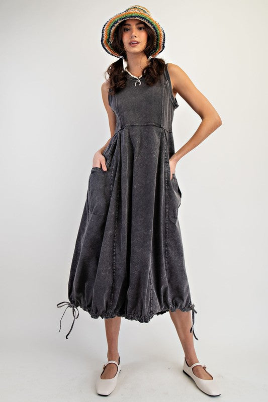 "Misty" Mineral Washed Midi Dress, 3 colors - The Katie Grace Boutique