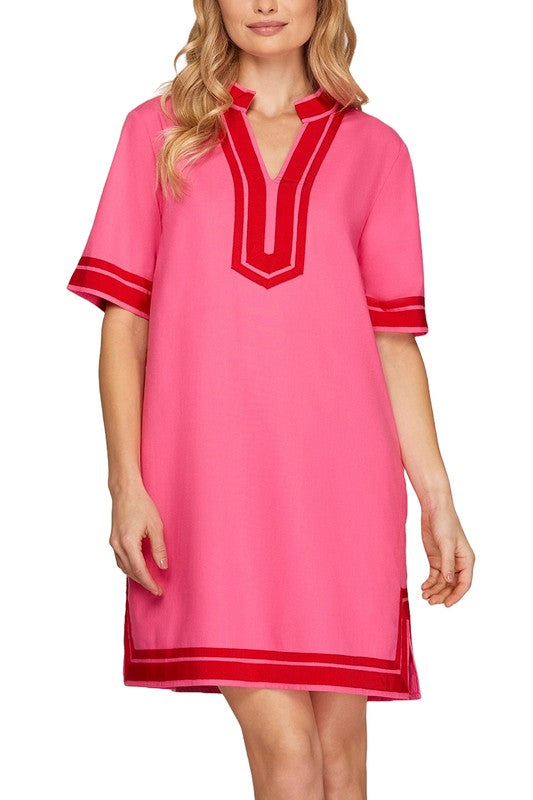 "Mariana" Ribbon Trimmed Shift Dress - The Katie Grace Boutique