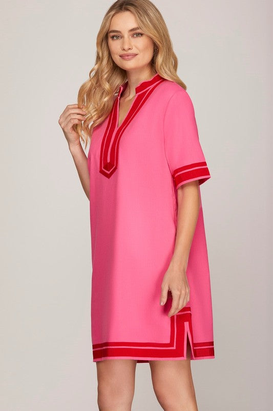 "Mariana" Ribbon Trimmed Shift Dress - The Katie Grace Boutique