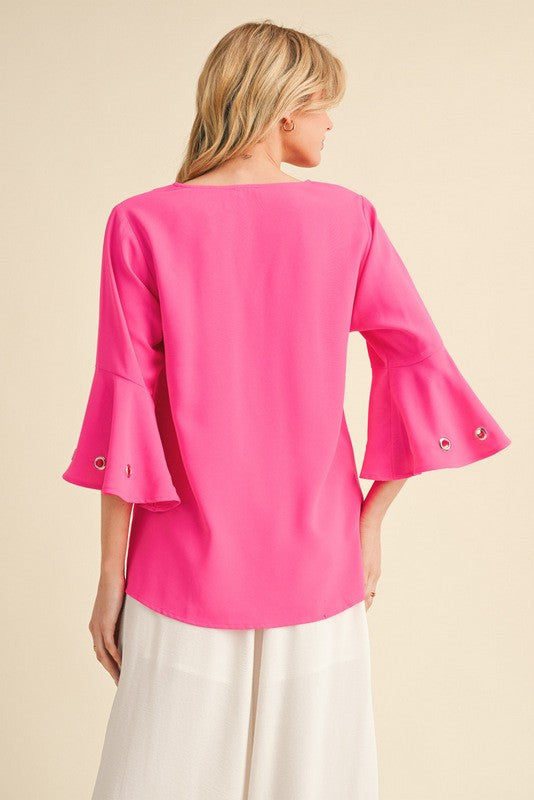 "Evelyn" V Neck Blouse, 2 colors - The Katie Grace Boutique