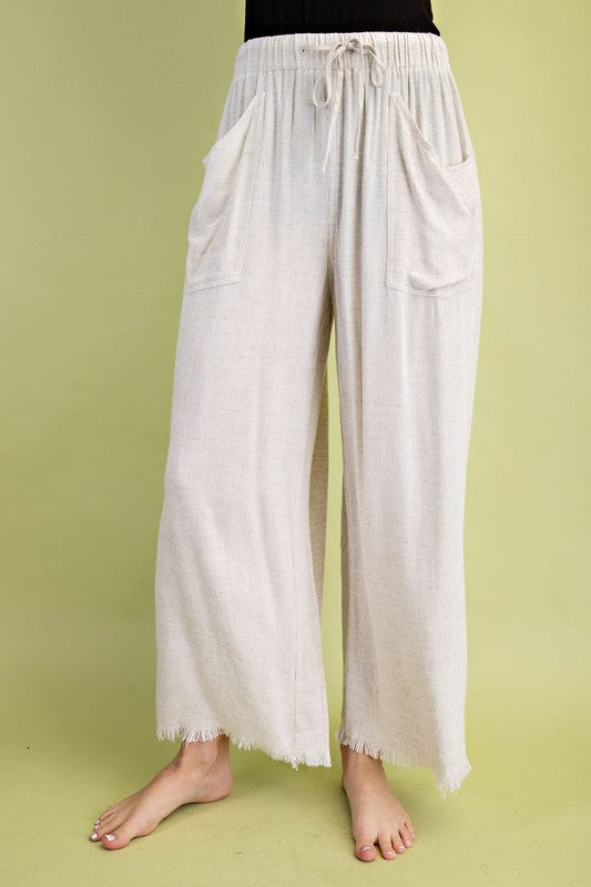 "Marigold" Frayed Cropped Wide Leg Pants - The Katie Grace Boutique