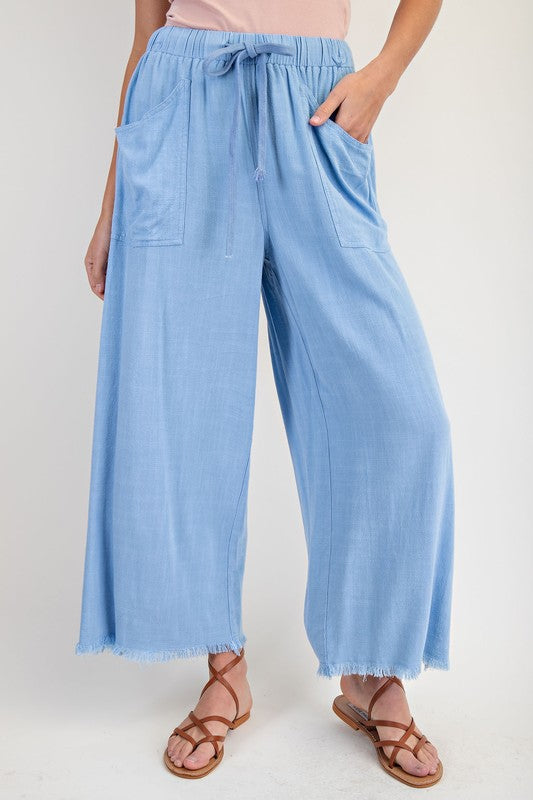 "Marigold" Frayed Cropped Wide Leg Pants - The Katie Grace Boutique