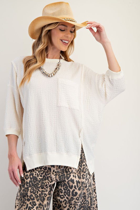 Now in Plus! "Lucy" Textured Pullover, 3 colors - The Katie Grace Boutique