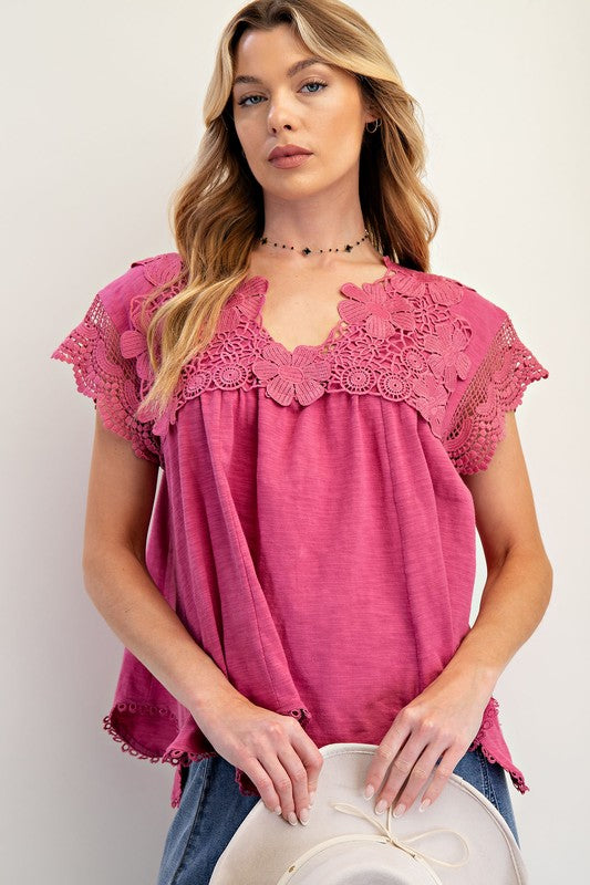 "Giselle" Crochet Flowy Top - The Katie Grace Boutique