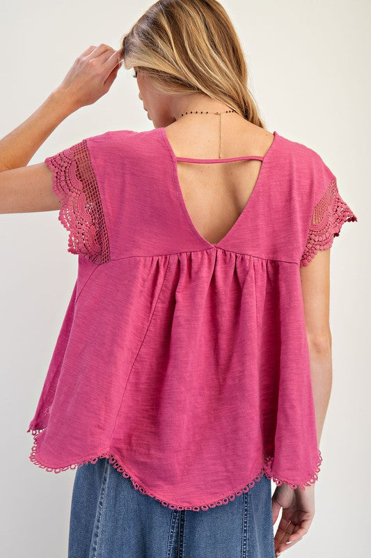 "Giselle" Crochet Flowy Top - The Katie Grace Boutique