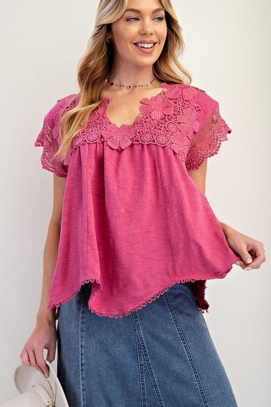 "Giselle" Crochet Flowy Top - The Katie Grace Boutique