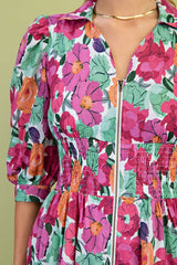 "Carmen" Floral Midi Dress - The Katie Grace Boutique