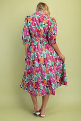 "Carmen" Floral Midi Dress - The Katie Grace Boutique