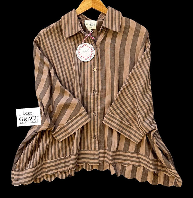 "Tessa" Oversized Stripe Top - The Katie Grace Boutique
