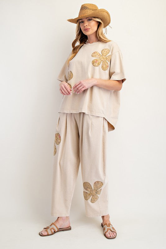 "Gracelyn" Floral Applique' Pants - The Katie Grace Boutique
