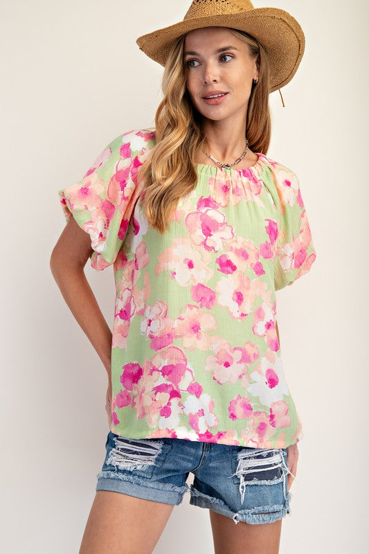 "Eliza" Floral Blouse - The Katie Grace Boutique