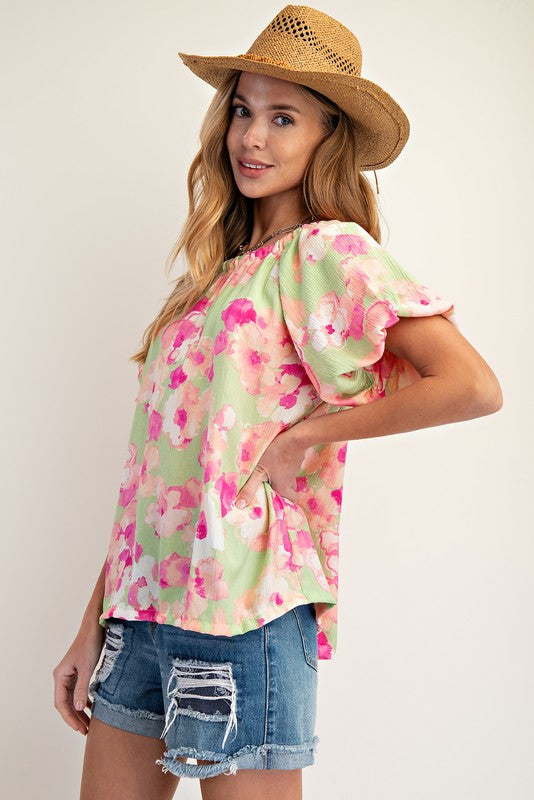 "Eliza" Floral Blouse - The Katie Grace Boutique