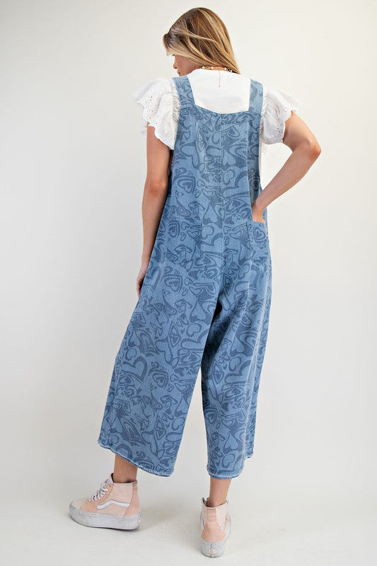 "Vale" Cropped Heart Overalls - The Katie Grace Boutique