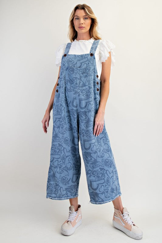 "Vale" Cropped Heart Overalls - The Katie Grace Boutique