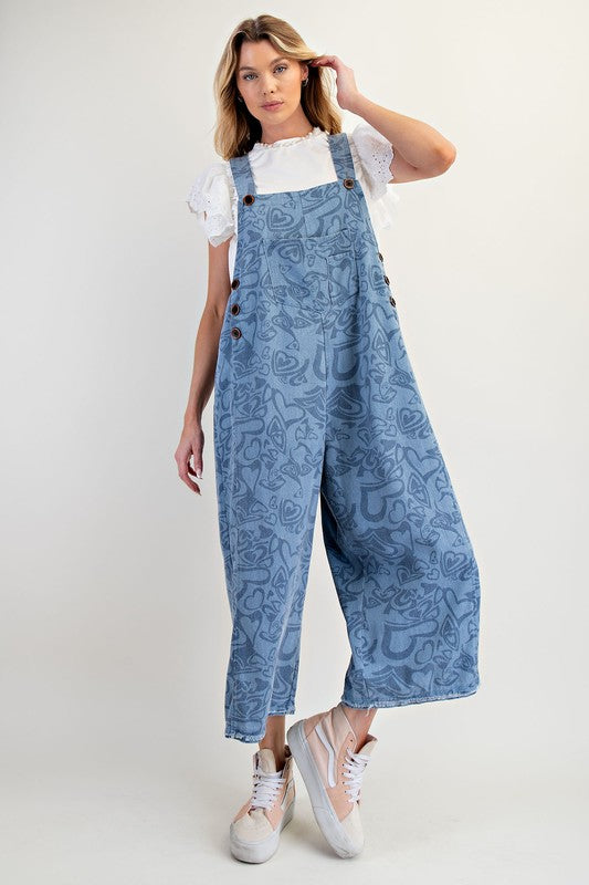 "Vale" Cropped Heart Overalls - The Katie Grace Boutique