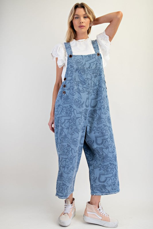 "Vale" Cropped Heart Overalls - The Katie Grace Boutique