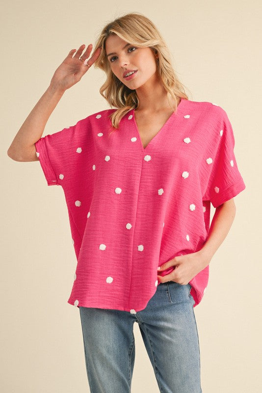 "Chasely" Dot Blouse, 2 colors - The Katie Grace Boutique