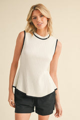 "Emma" Sleeveless Peplum Sweater, 2 colors - The Katie Grace Boutique
