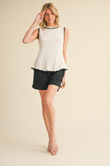 "Emma" Sleeveless Peplum Sweater, 2 colors - The Katie Grace Boutique