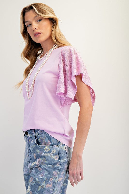 "Wendy" Lace Sleeve Top, 3 colors - The Katie Grace Boutique