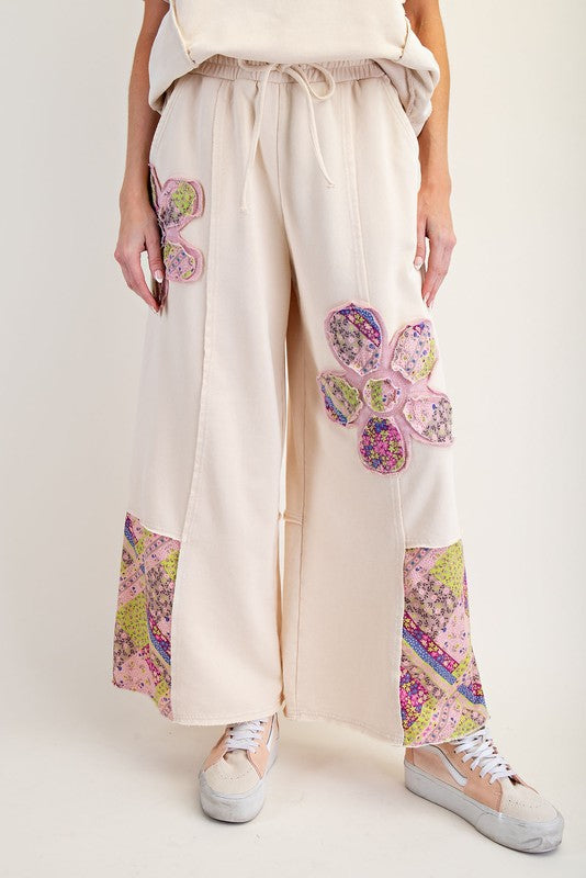 "Elsie" Applique' Wide Leg Pant