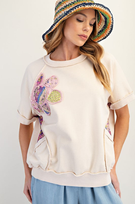 "Madelyn" Applique Floral Pullover