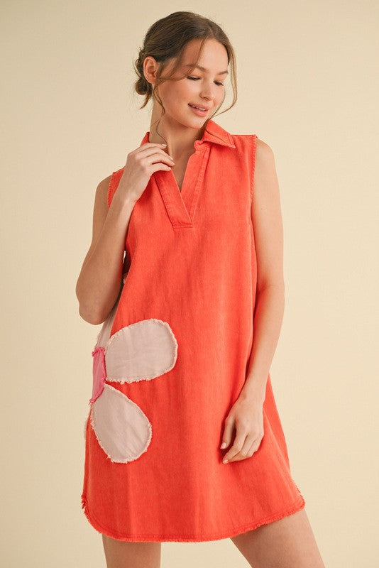 "Lila" Applique' Flower Dress - The Katie Grace Boutique
