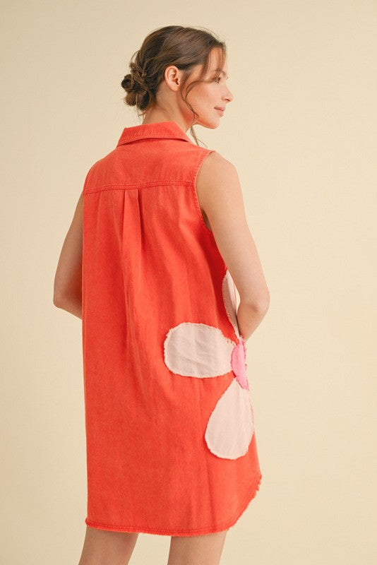 "Lila" Applique' Flower Dress - The Katie Grace Boutique