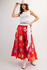 "Eva" Tiered Floral Skirt - The Katie Grace Boutique