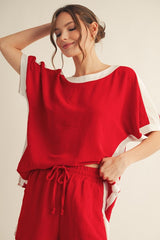 "Selma" Matching Air Flow Separates, Red - The Katie Grace Boutique