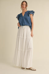 "Anna" Denim Top - The Katie Grace Boutique