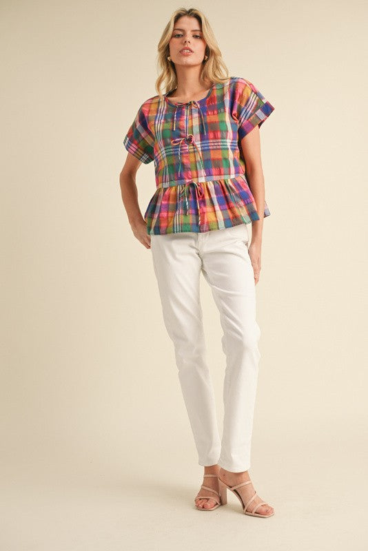 "Everly" Plaid Blouse