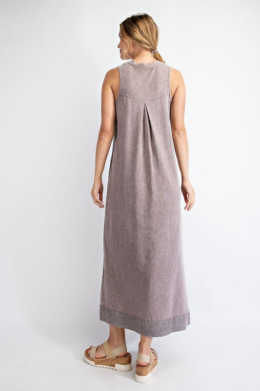 "Katrina" Cotton Mineral Wash Maxi Dress