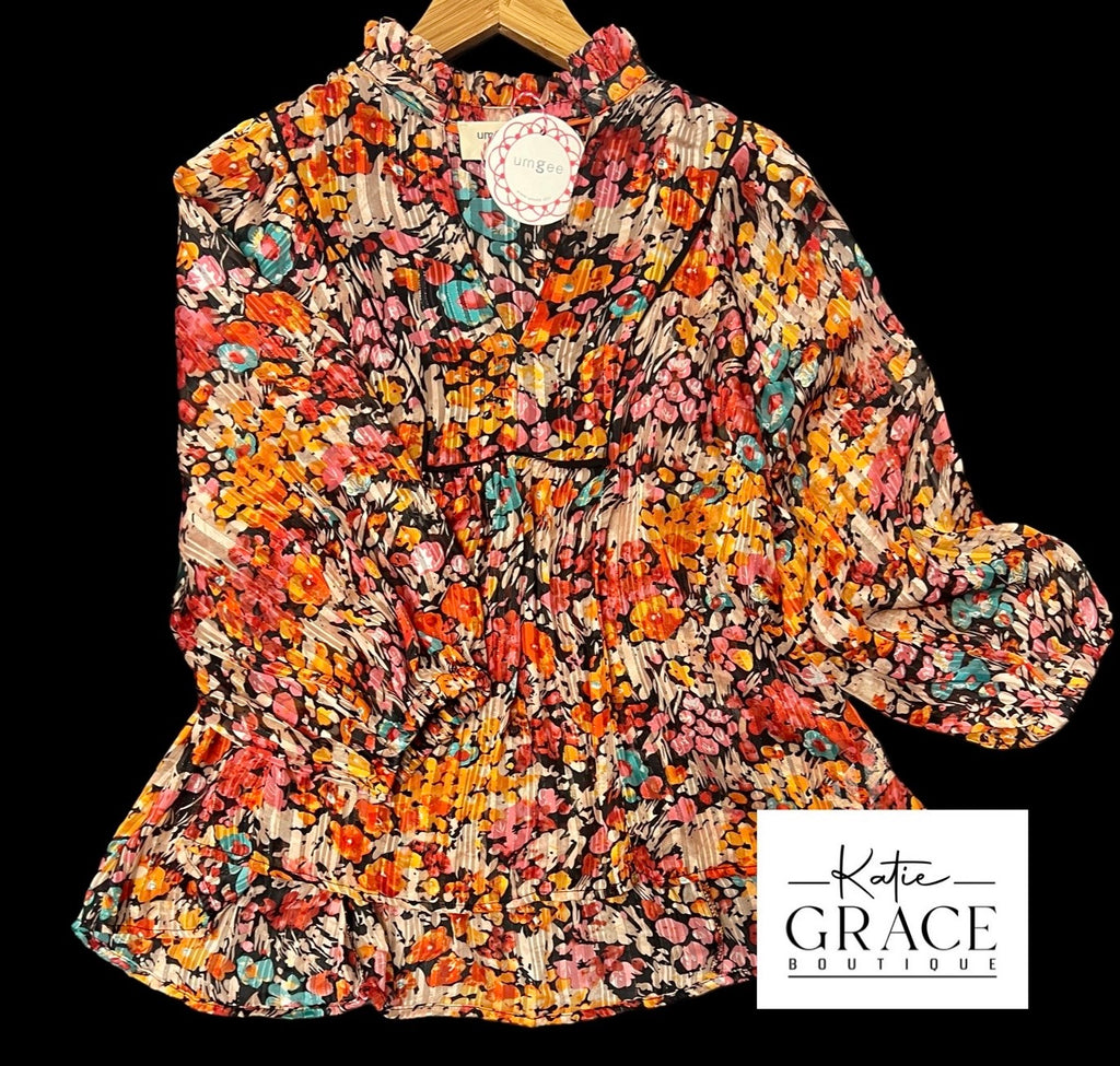 "Odelia" Floral Blouse - The Katie Grace Boutique