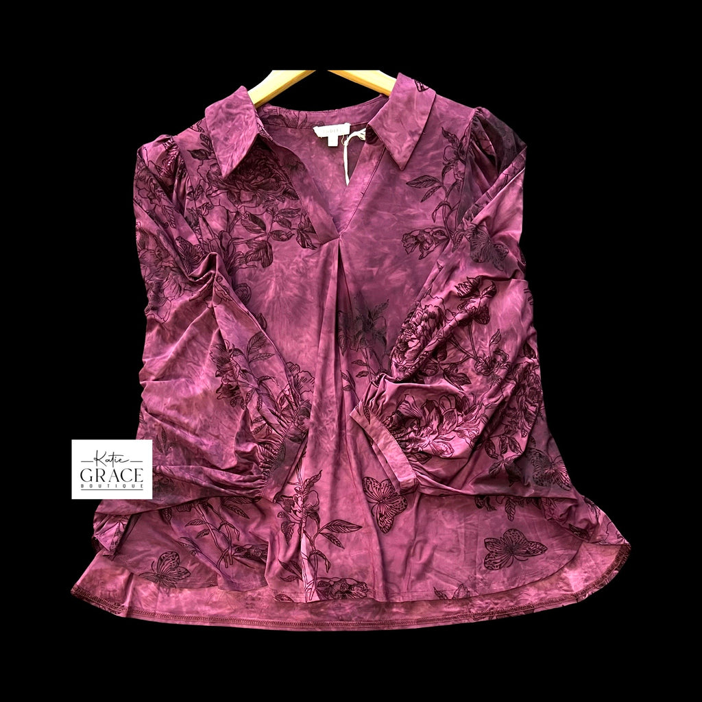 "Margot" Burnout Blouse - The Katie Grace Boutique