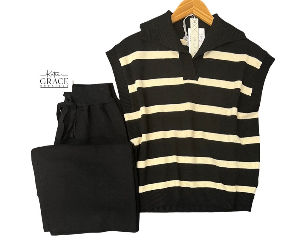 "Caroline" Sweater Knit Separates, Black - The Katie Grace Boutique