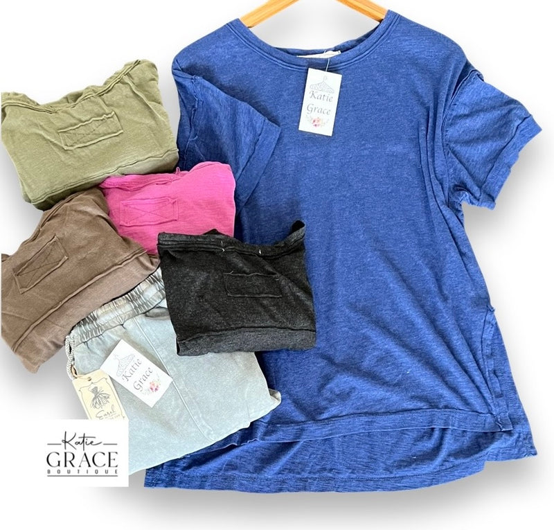"Carrigan" Mineral Wash Tee - The Katie Grace Boutique