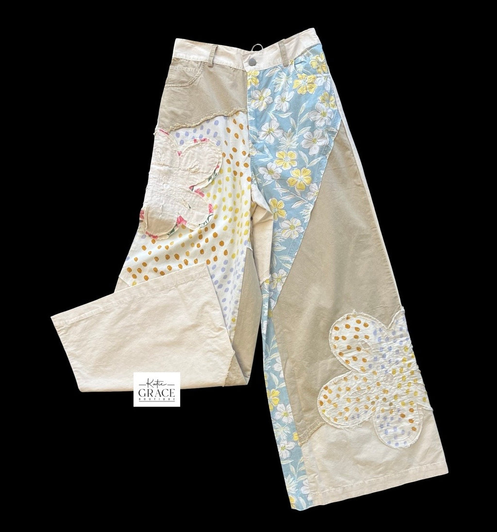 "Thea" Wide Leg Mixed Media Jeans - The Katie Grace Boutique