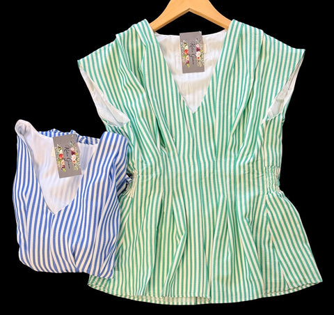 "Ginnie" Cap Sleeve Peplum Blouse, 2 colors