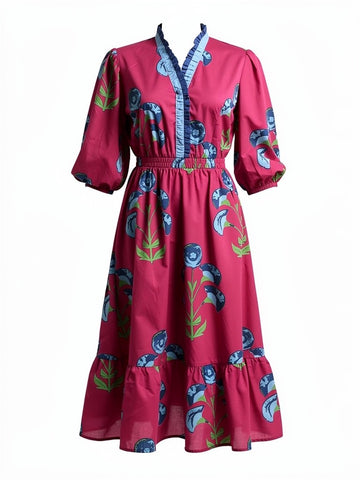 "Christine" Floral Midi Dress - The Katie Grace Boutique