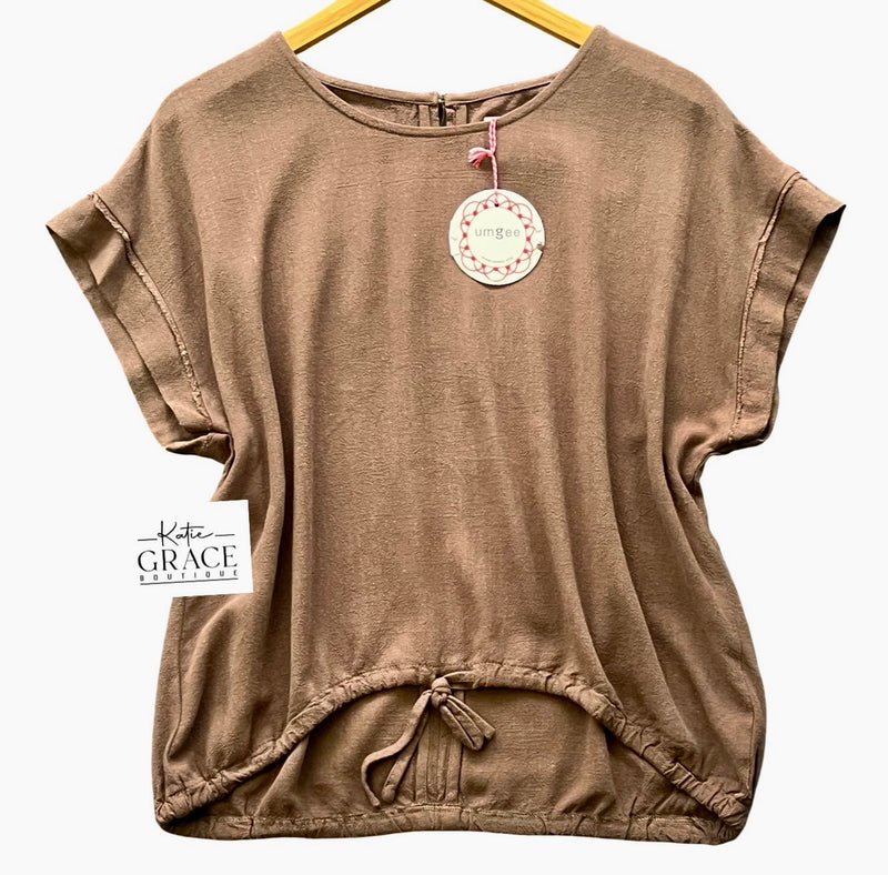 "Allie" Linen Blend Top - The Katie Grace Boutique