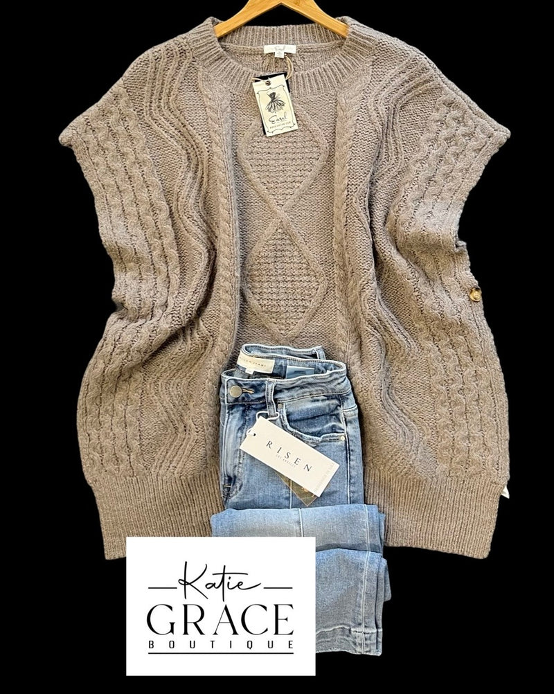 "Bridget" Oversized Sweater Vest - The Katie Grace Boutique