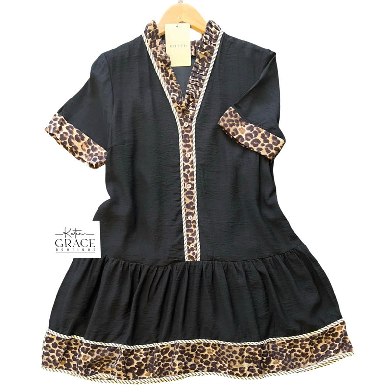 "Kayla" Leopard Contrast Dress
