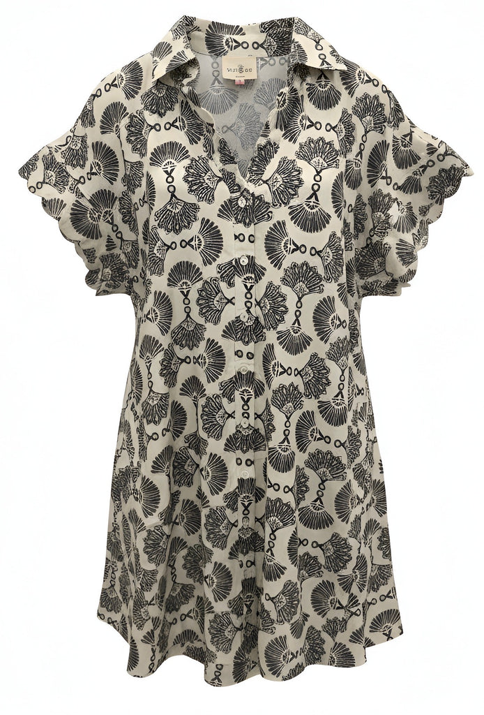 "Clara" Scalloped  Detail Dress